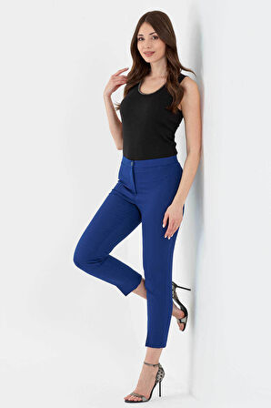 Tolga Saraçoğlu Kadın Dar Paça Bilek Boy Ofis Pantolon 30079 Lacivert